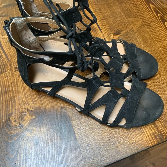 Faux Suede Lace up Sandals - Picture 2 of 2